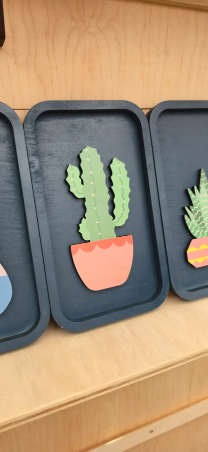 4 Panel Succulent Wall Art