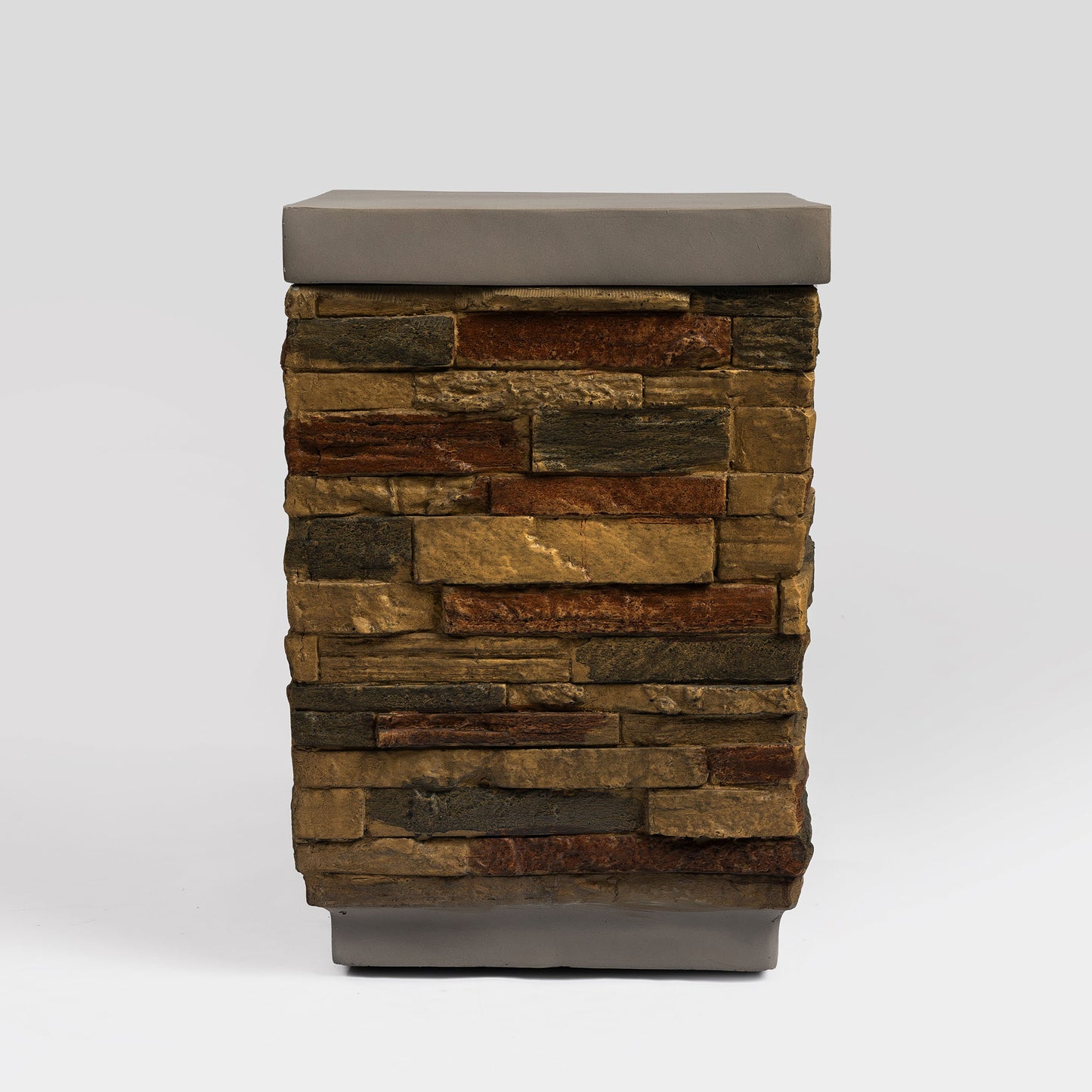 Sandstone Outdoor Propane Tank Holder Fire Pit Cover Side Table Lightweight Concrete 15.35 x 15.35 x 23 inches
