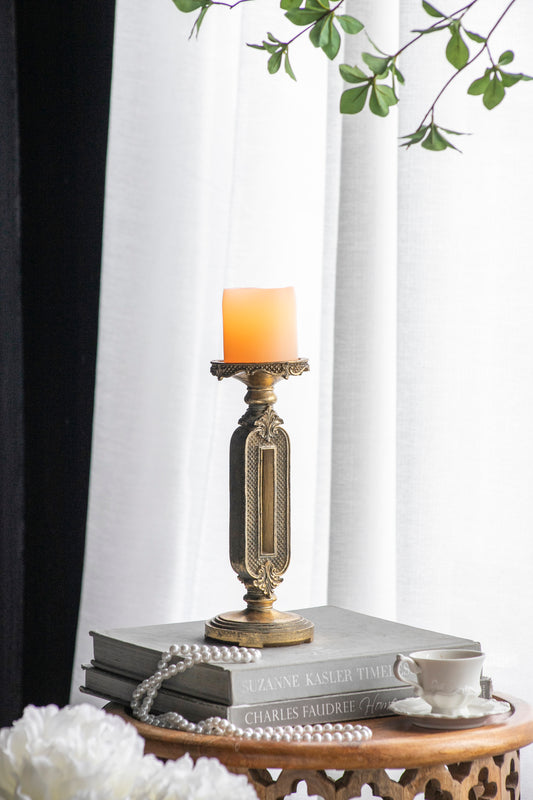 D4.3x11' Antique Gold Cutout Candle Holder