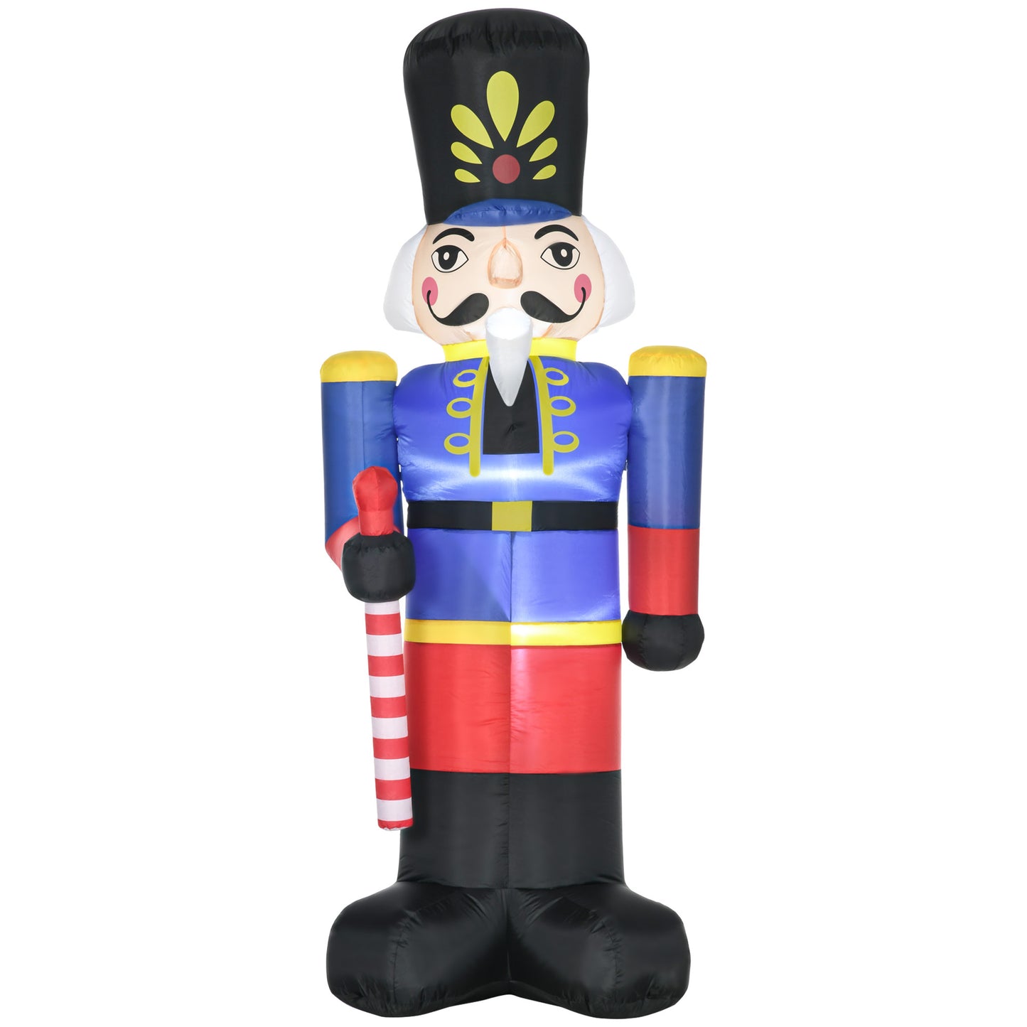 HOMCOM 8ft Christmas Inflatables Outdoor Decorations Nutcracker Toy Soldier with Scepter, Blow-Up Yard Christmas Decor with LED Lights Display