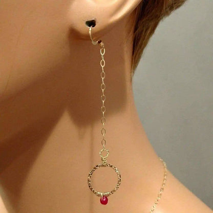 Gold Filled Wrapped Pink Chalcedony Open Circle Earrings