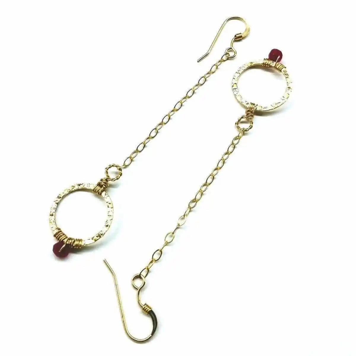 Gold Filled Wrapped Pink Chalcedony Open Circle Earrings