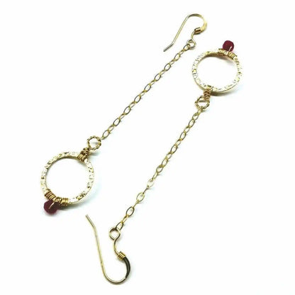 Gold Filled Wrapped Pink Chalcedony Open Circle Earrings