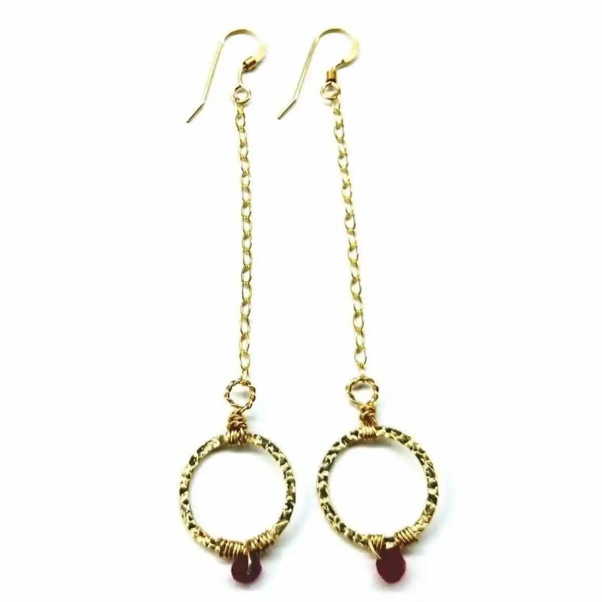 Gold Filled Wrapped Pink Chalcedony Open Circle Earrings