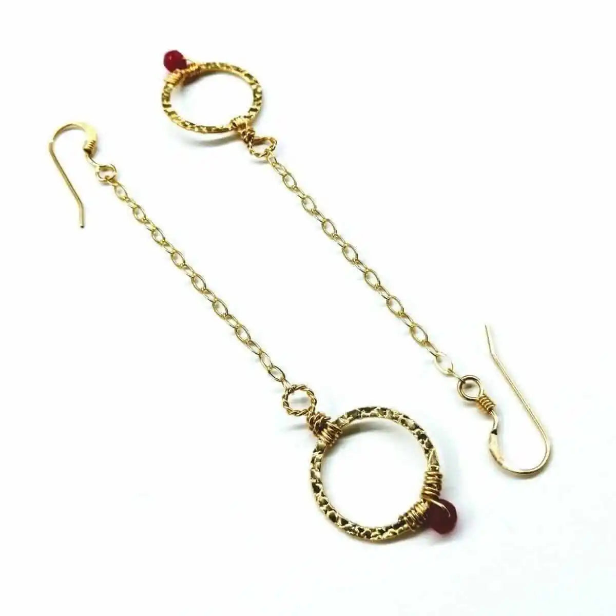 Gold Filled Wrapped Pink Chalcedony Open Circle Earrings