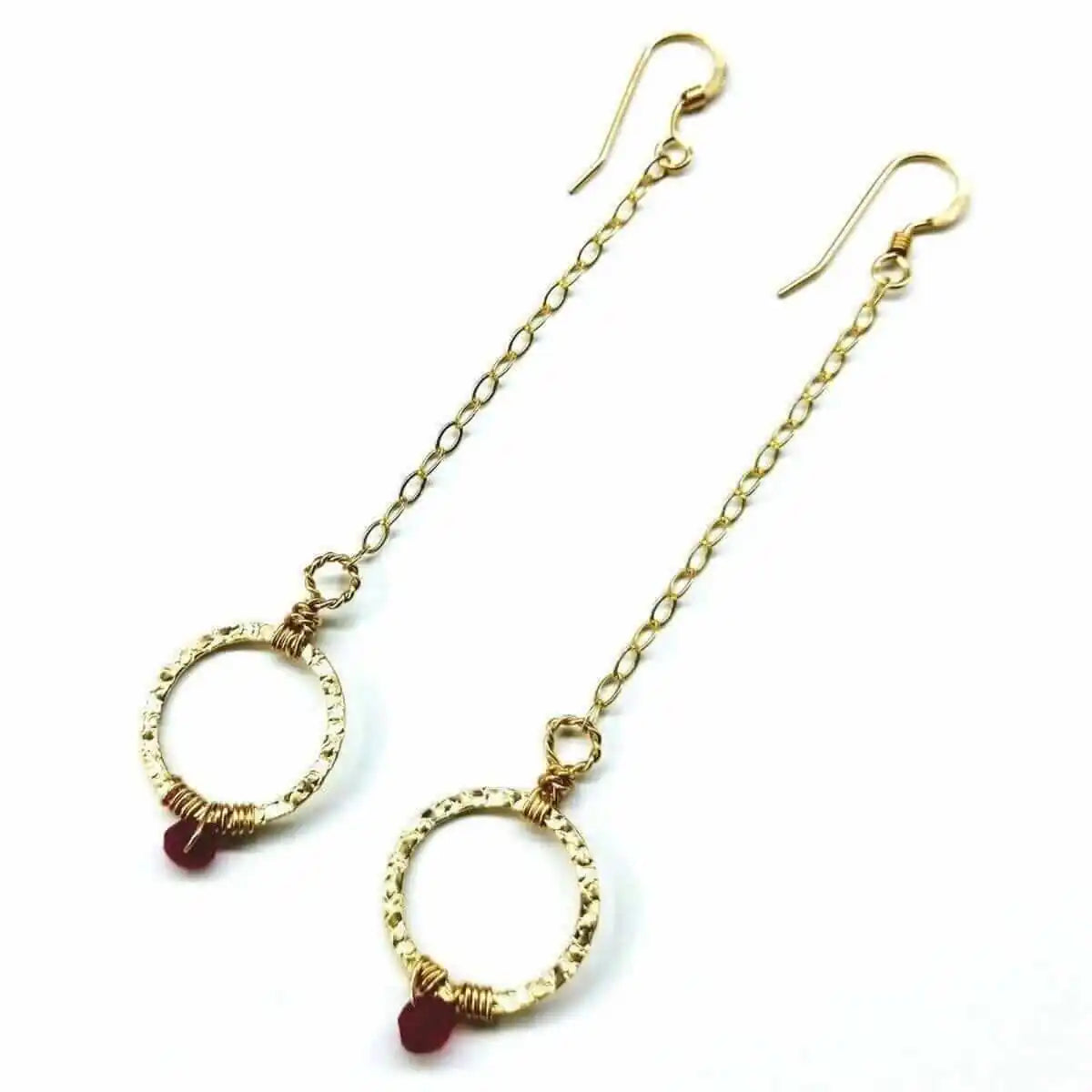 Gold Filled Wrapped Pink Chalcedony Open Circle Earrings