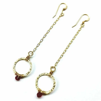 Gold Filled Wrapped Pink Chalcedony Open Circle Earrings