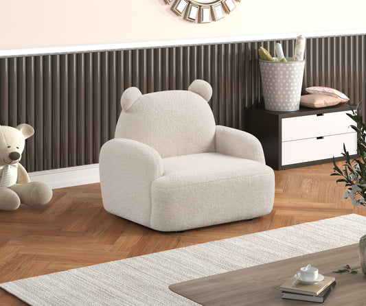 Raelynn 25.5'W Beige Sherpa Bear-Shaped Kids Armchair