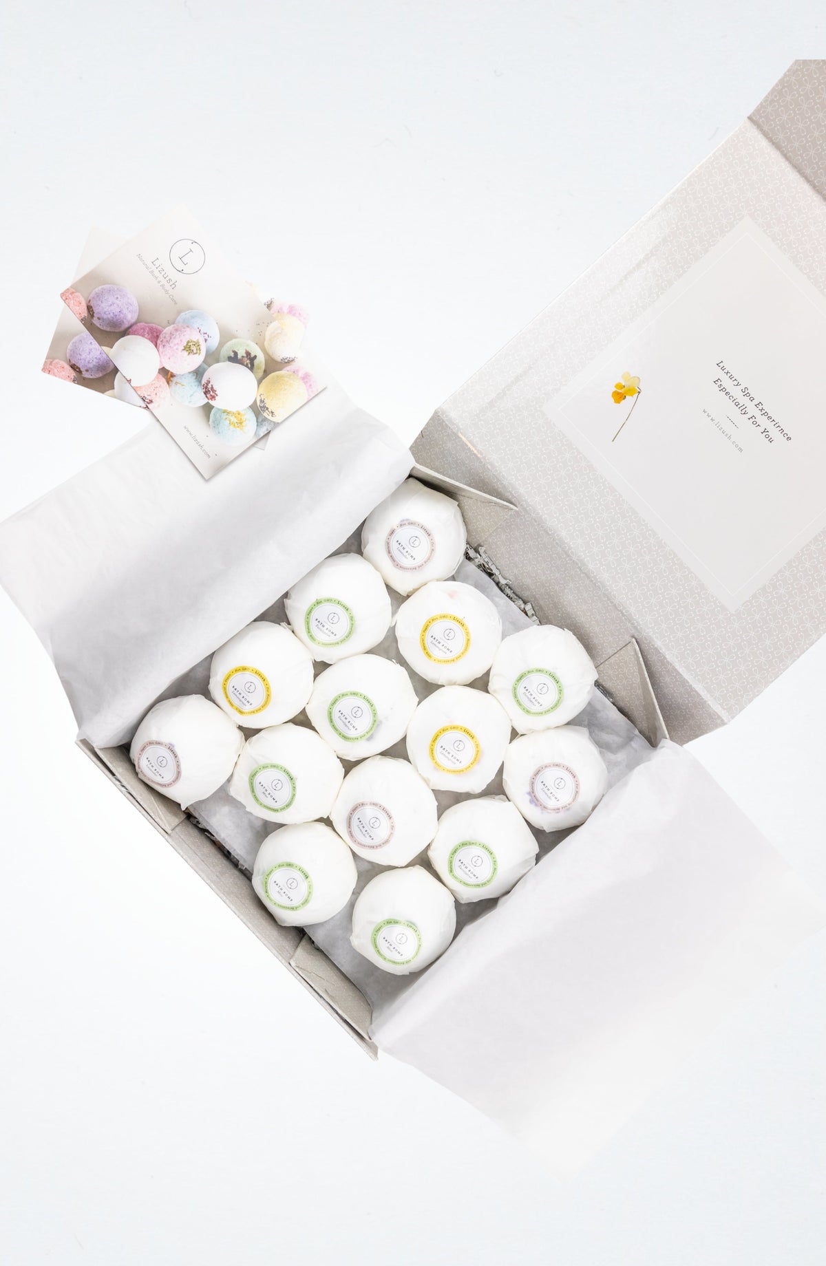 Natural Bath Bomb Gift Box – 14 Handmade Bath Bombs for a Spa Day