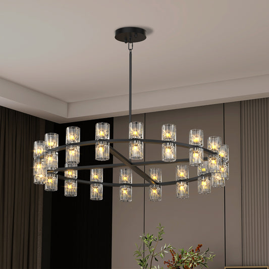 36 Inches Luxury Chandeliers Crystal Living Room Decorative Lights Simple Modern Dining Room LED Lighting,for Home Decor (Bulbs Included)