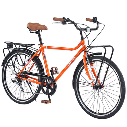 7 Speed, Steel Frame, Multiple Colors 26 Inch Vintage Style Bike,Retro Commute Bike for Women and Men