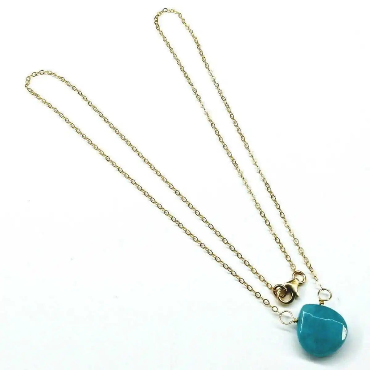 Gold Filled Aqua Jade Wire Wrap Gemstone Drop Necklace