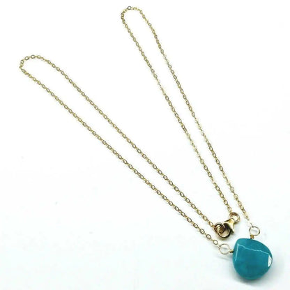 Gold Filled Aqua Jade Wire Wrap Gemstone Drop Necklace