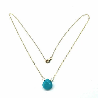 Gold Filled Aqua Jade Wire Wrap Gemstone Drop Necklace