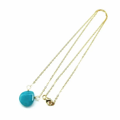 Gold Filled Aqua Jade Wire Wrap Gemstone Drop Necklace
