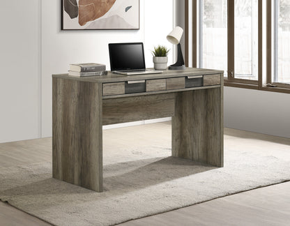 1pc Rustic Contemporary Desk Elegance Base Storage Two Drawers Wooden Home Office Furniture Brown / Gray