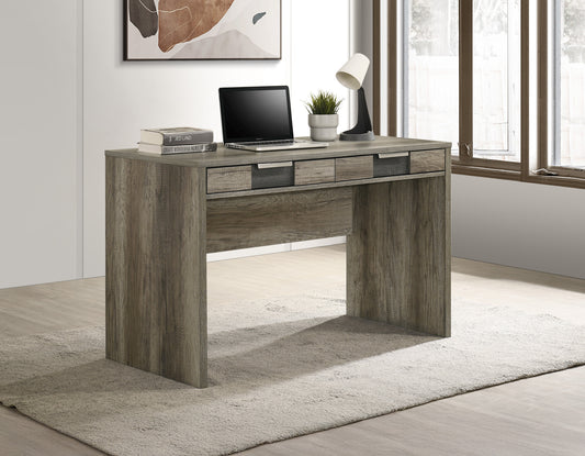 1pc Rustic Contemporary Desk Elegance Base Storage Two Drawers Wooden Home Office Furniture Brown / Gray