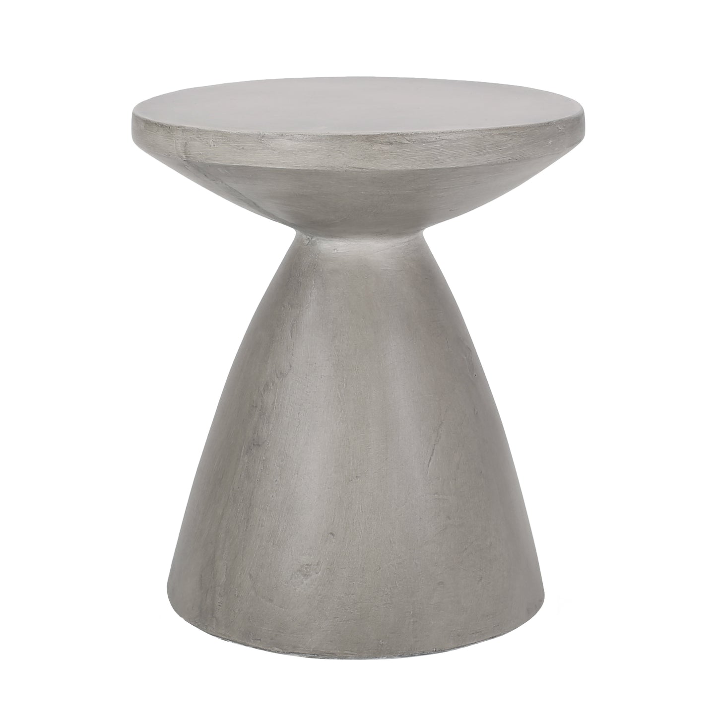 Modern Outdoor Lightweight Concrete Side Table with Hourglass Design in Natural Magnesium Oxide, 18x18x20.25 inches