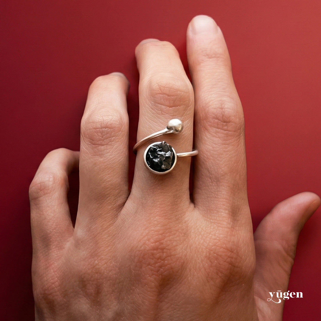 Round Wrap Ring With Authentic Raw Meteorite