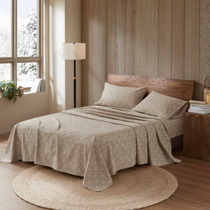 4 Pieces Twin 100% Cotton Flannel Printed Sheet Set,Stag Head