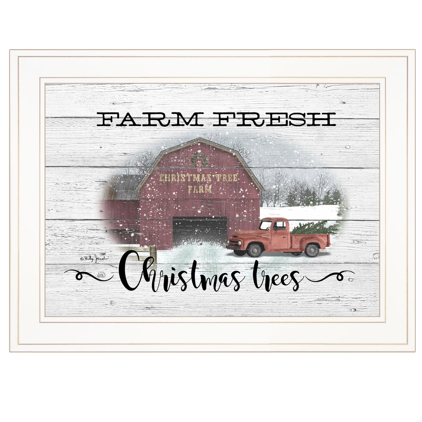 'Farm Fresh Christmas Trees' By Billy Jacobs, Ready to Hang Framed Print, White Frame