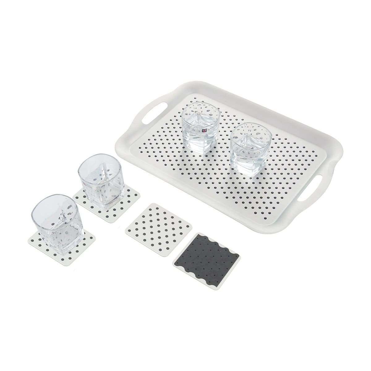 Non-Slip Tech Tray & Coasters Set SILVER