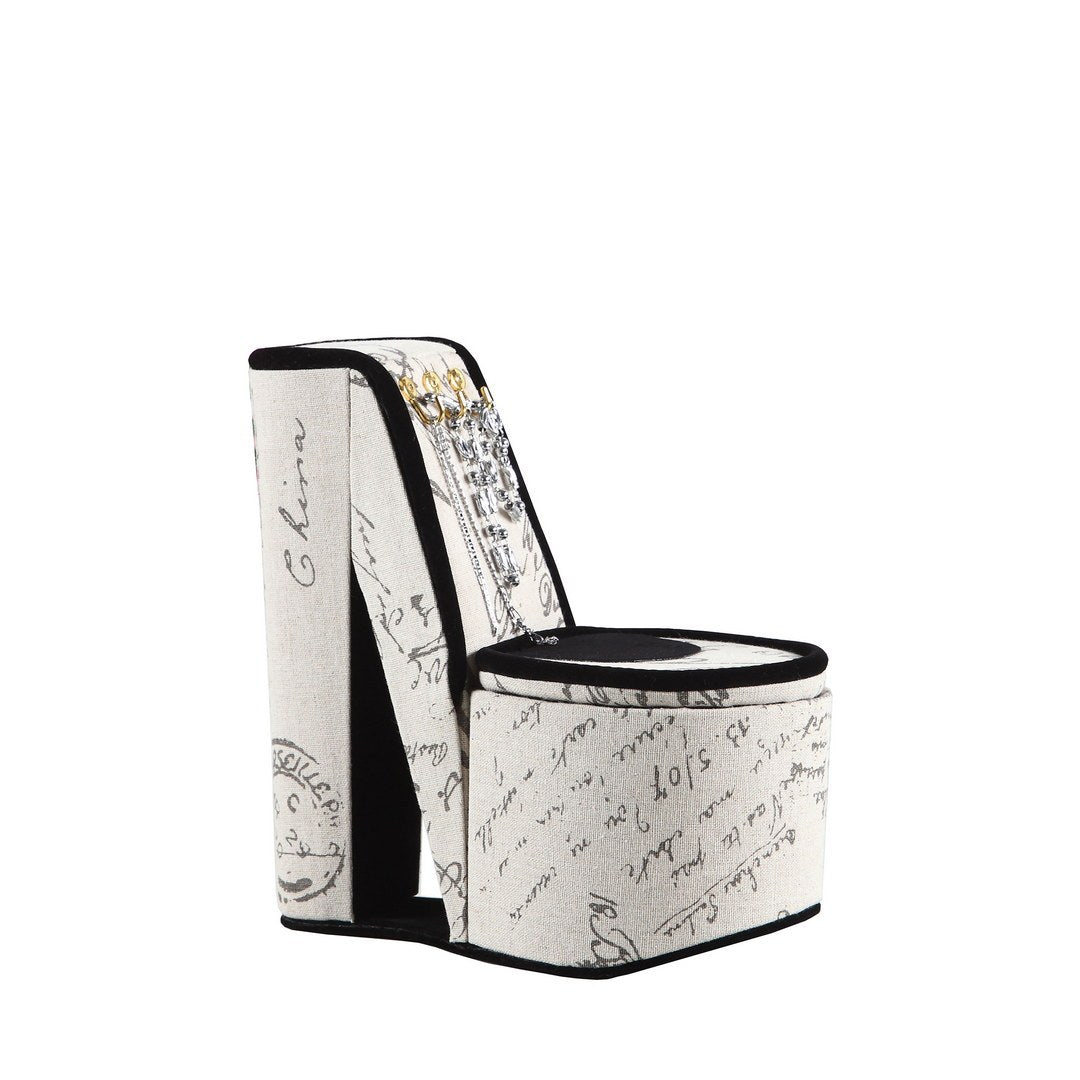 9' Tall Display Jewelry Box with Hooks, High Heel Shoe Design, Stencil Letter Print