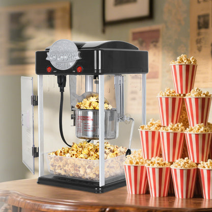 Tabletop Popcorn Machine Popcorn Popper Machine Pop Corn Machine Popcorn Maker With 6 Oz Stainless-Steel Kettle, Measuring Tool and Popcorn Scoop For Home, Family, Movie Night Black