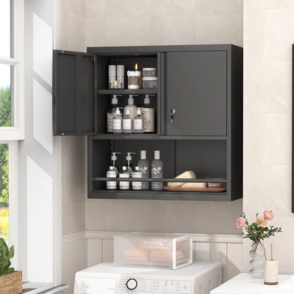 Metal Adjustable 2 Doors Metal Storage Cabinet Kitchen Pantry Cabinet With Adjustable Shelves Tall Steel Cabinet Locker For Kitchen, Living Room, Dining Room And Office