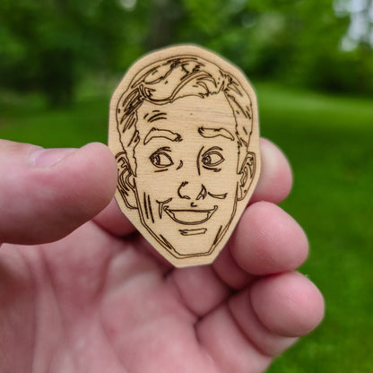 Wood Sticker | 1950s Cartoon Man Face | Cedar Paduk Cherry Maple Hickory