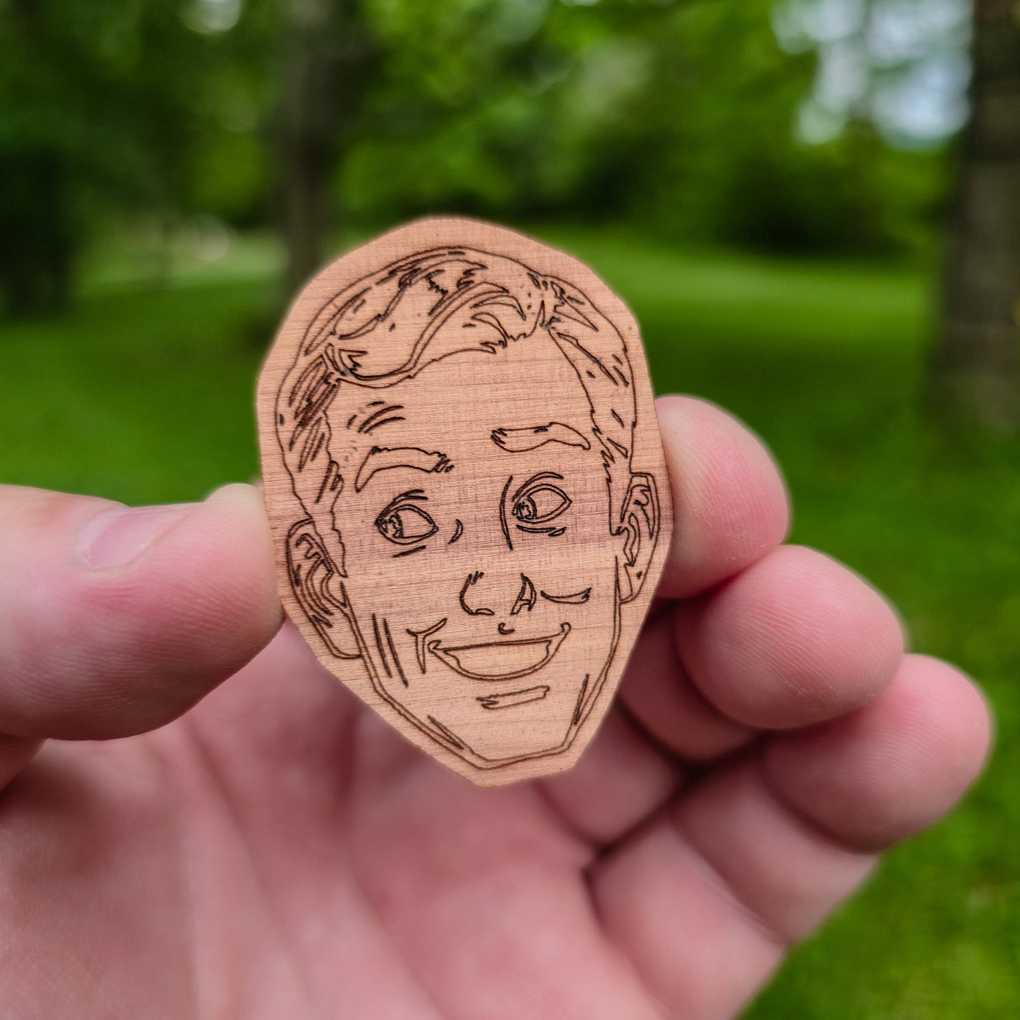 Wood Sticker | 1950s Cartoon Man Face | Cedar Paduk Cherry Maple Hickory