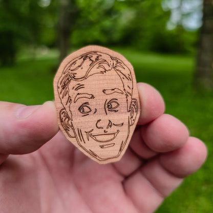 Wood Sticker | 1950s Cartoon Man Face | Cedar Paduk Cherry Maple Hickory