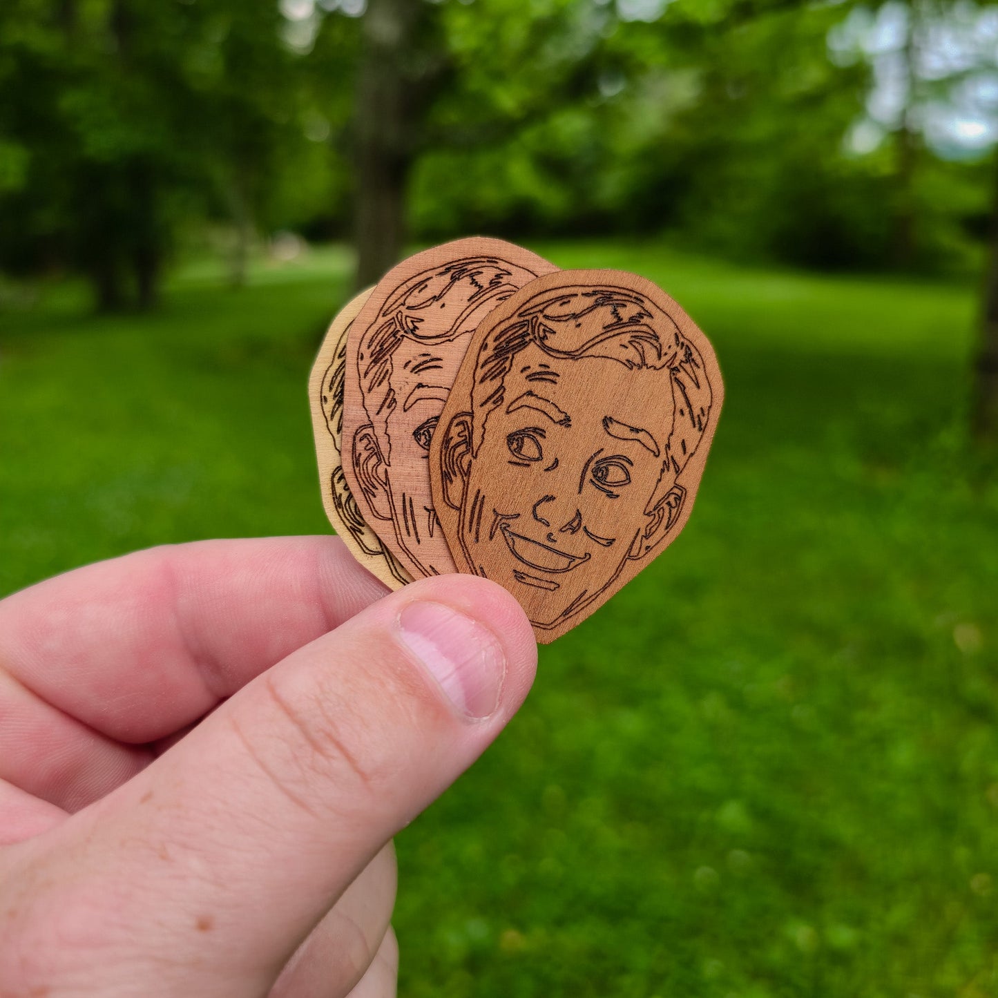 Wood Sticker | 1950s Cartoon Man Face | Cedar Paduk Cherry Maple Hickory