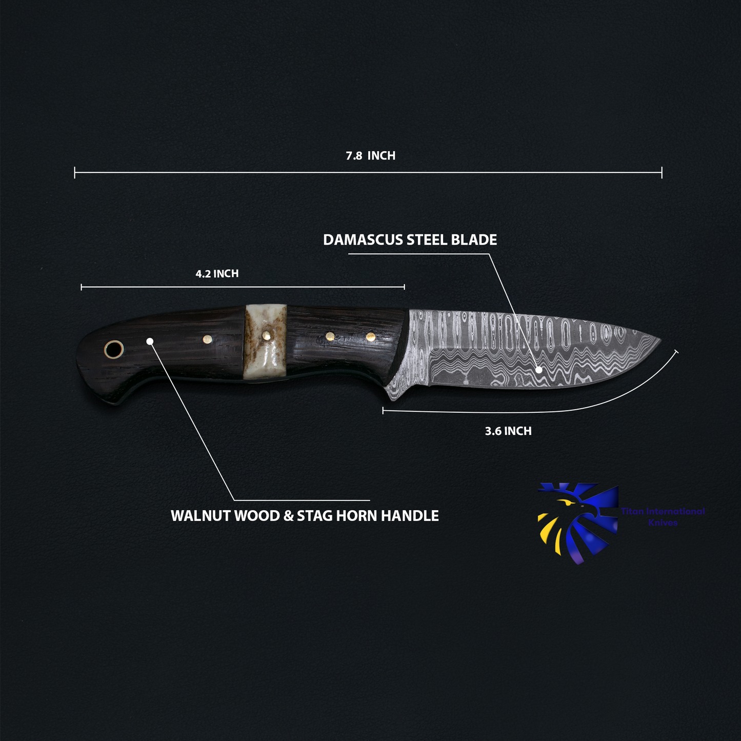 Damascus Steel Custom EDC/Hunting Knife TK-019 (1)