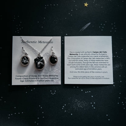 Crescent Moon Ring With Authentic Meteorite