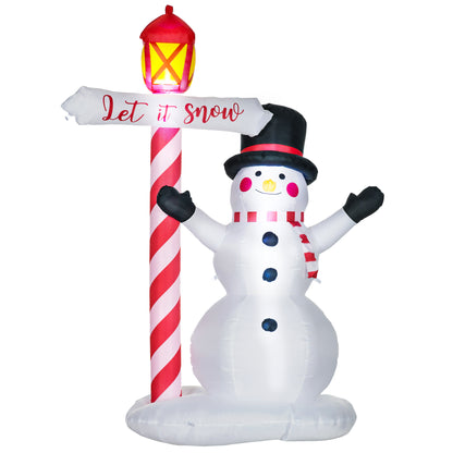 HOMCOM 7ft Christmas Inflatables Outdoor Decorationss Decorations Snowman with Street Light, Blow-Up LED Christmas Decor