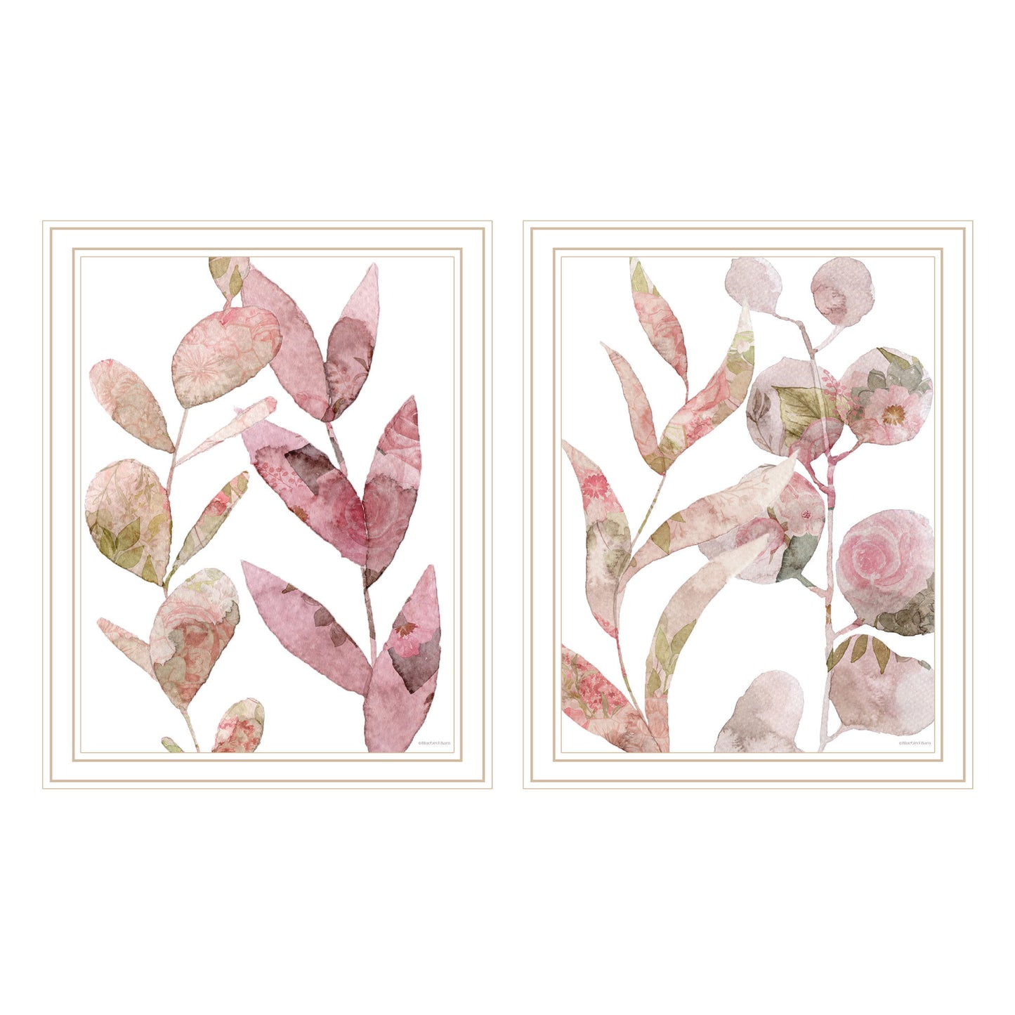 Trendy Decor 4U 2- Piece Vignette Meadow Flora Botanicals I & II Framed Wall Art for Living Room, Abstract Wall Art Print for Home Decor, Bedroom Wall Art by Bluebird