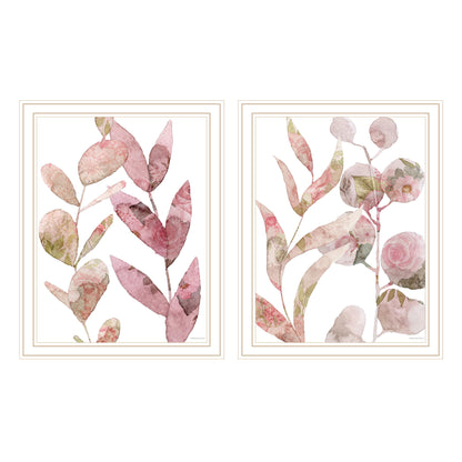 Trendy Decor 4U 2- Piece Vignette Meadow Flora Botanicals I & II Framed Wall Art for Living Room, Abstract Wall Art Print for Home Decor, Bedroom Wall Art by Bluebird