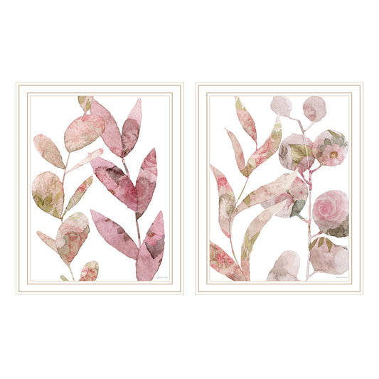 Trendy Decor 4U 2- Piece Vignette Meadow Flora Botanicals I & II Framed Wall Art for Living Room, Abstract Wall Art Print for Home Decor, Bedroom Wall Art by Bluebird