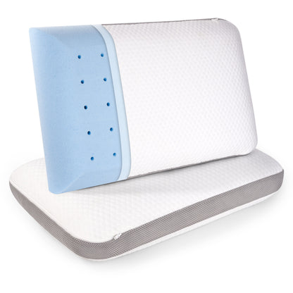 Gel Memory Foam Pillow with 3D Airflow Mesh – Ergonomic Bread-Shaped, Cooling & Breathable for Neck Support, Removable Dual-Layer Cover
