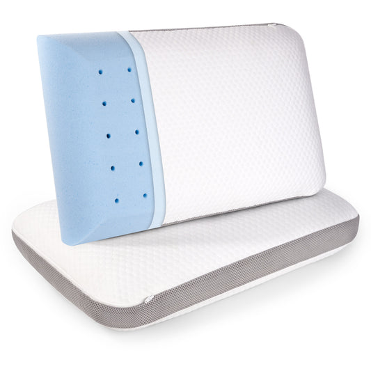 Gel Memory Foam Pillow with 3D Airflow Mesh – Ergonomic Bread-Shaped, Cooling & Breathable for Neck Support, Removable Dual-Layer Cover