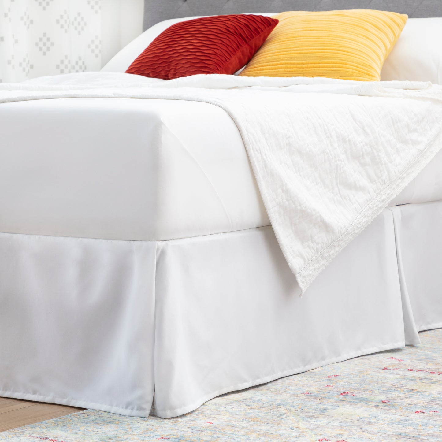 Linenspa 80gsm microfiber bedskirt, Cal King, White