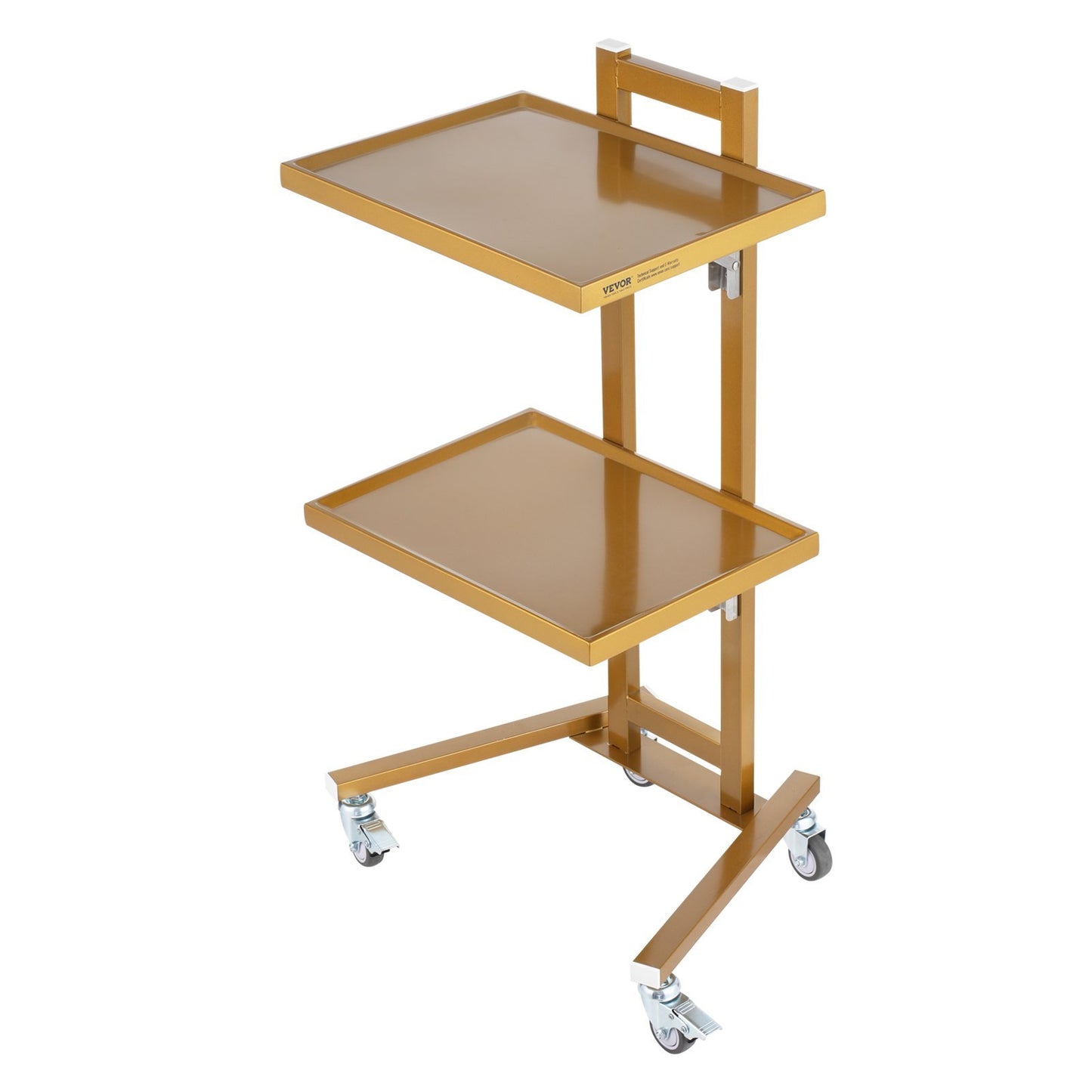 2 Tiers Lab Carts with 2 Trays & 4 Silent Wheels Golden, Lab Serving Cart Utility Cart, Lab Carts with 2 Drawers & Top Tray, Lab Rolling Cart for Lab, Clinic, Hospital, Salon, Office