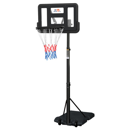 DOUBLE FISHAdjustable Outdoor Basketball Hoop 4.8-7.7ft with Backboard - Portable & Wall-Mounted for Youngsters, Youth, and Adults in Backyard or Driveway - Black