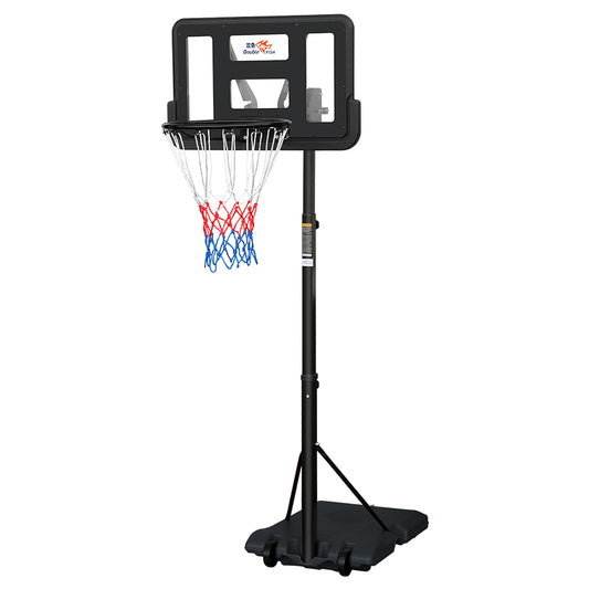 DOUBLE FISHAdjustable Outdoor Basketball Hoop 4.8-7.7ft with Backboard - Portable & Wall-Mounted for Youngsters, Youth, and Adults in Backyard or Driveway - Black