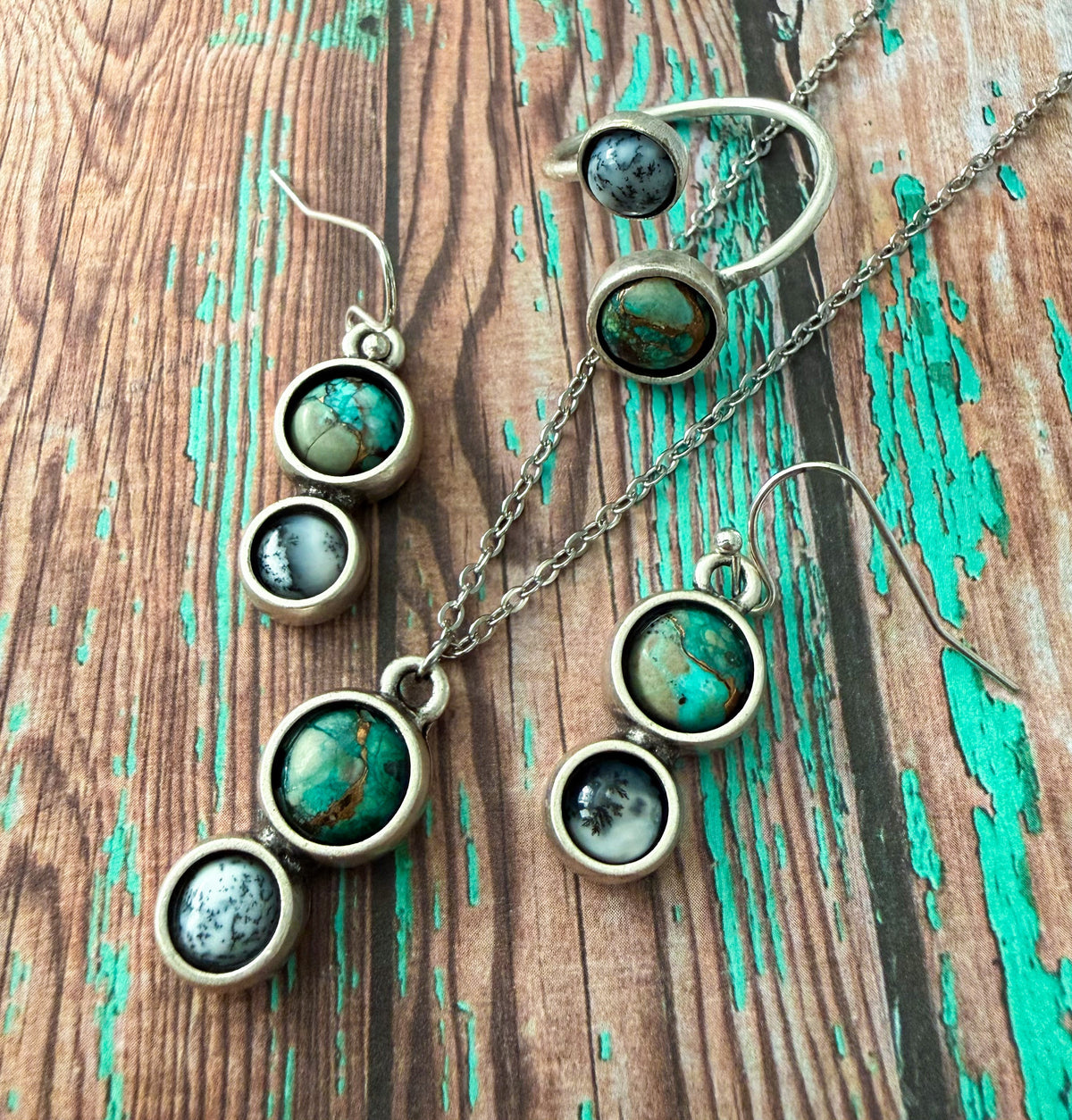 Earth and Moon Jewelry Set With Natural Stones