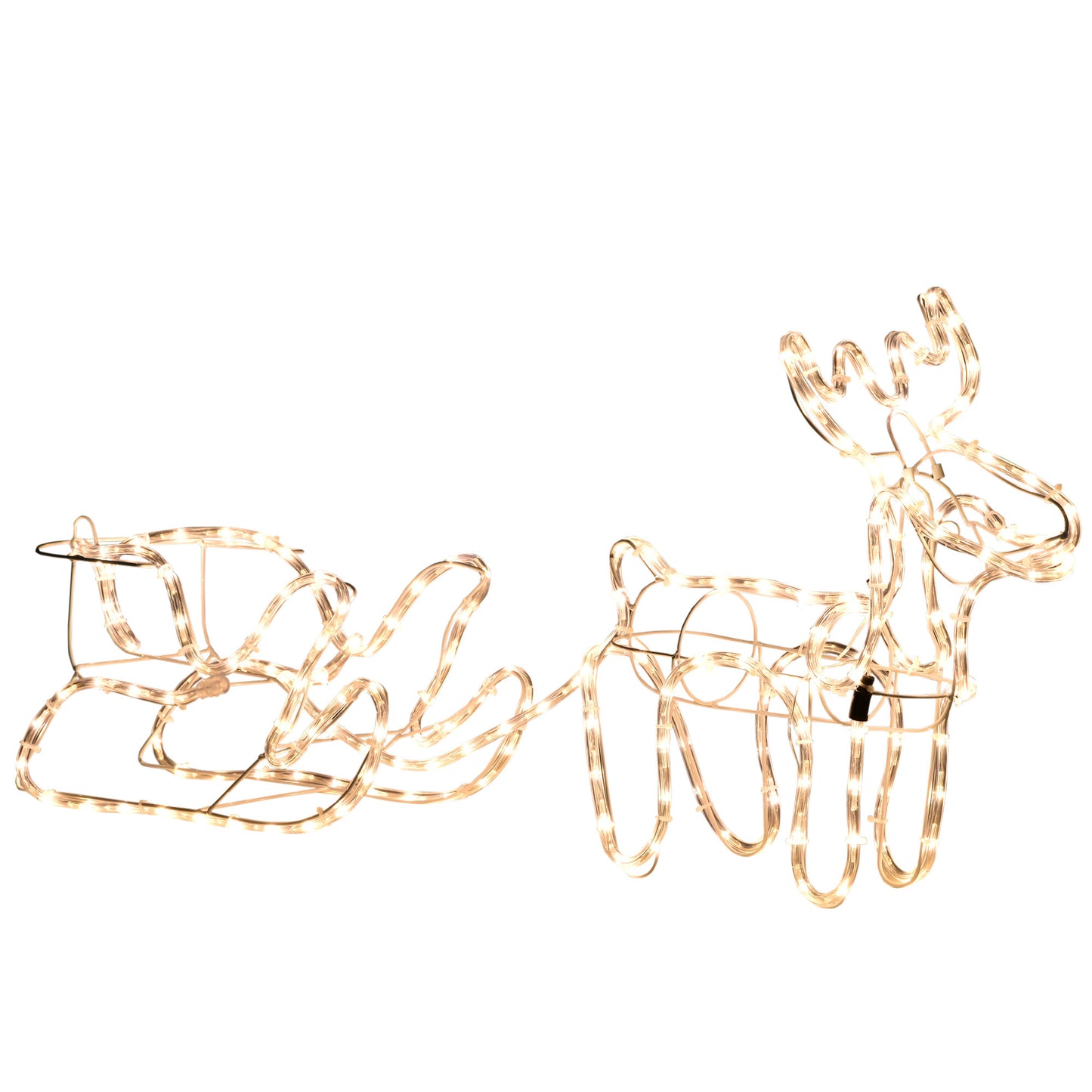 Outsunny 35' LED Reindeer Sleigh Outdoor Christmas Standing Figure Decoration