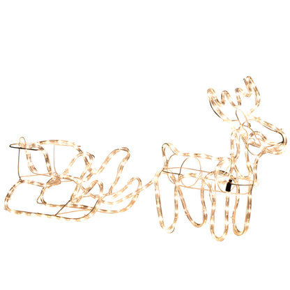 Outsunny 35' LED Reindeer Sleigh Outdoor Christmas Standing Figure Decoration