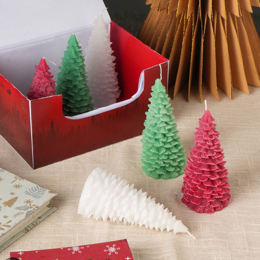 Holiday Luster Candle Box (Green, Red & White) - 6 Pcs