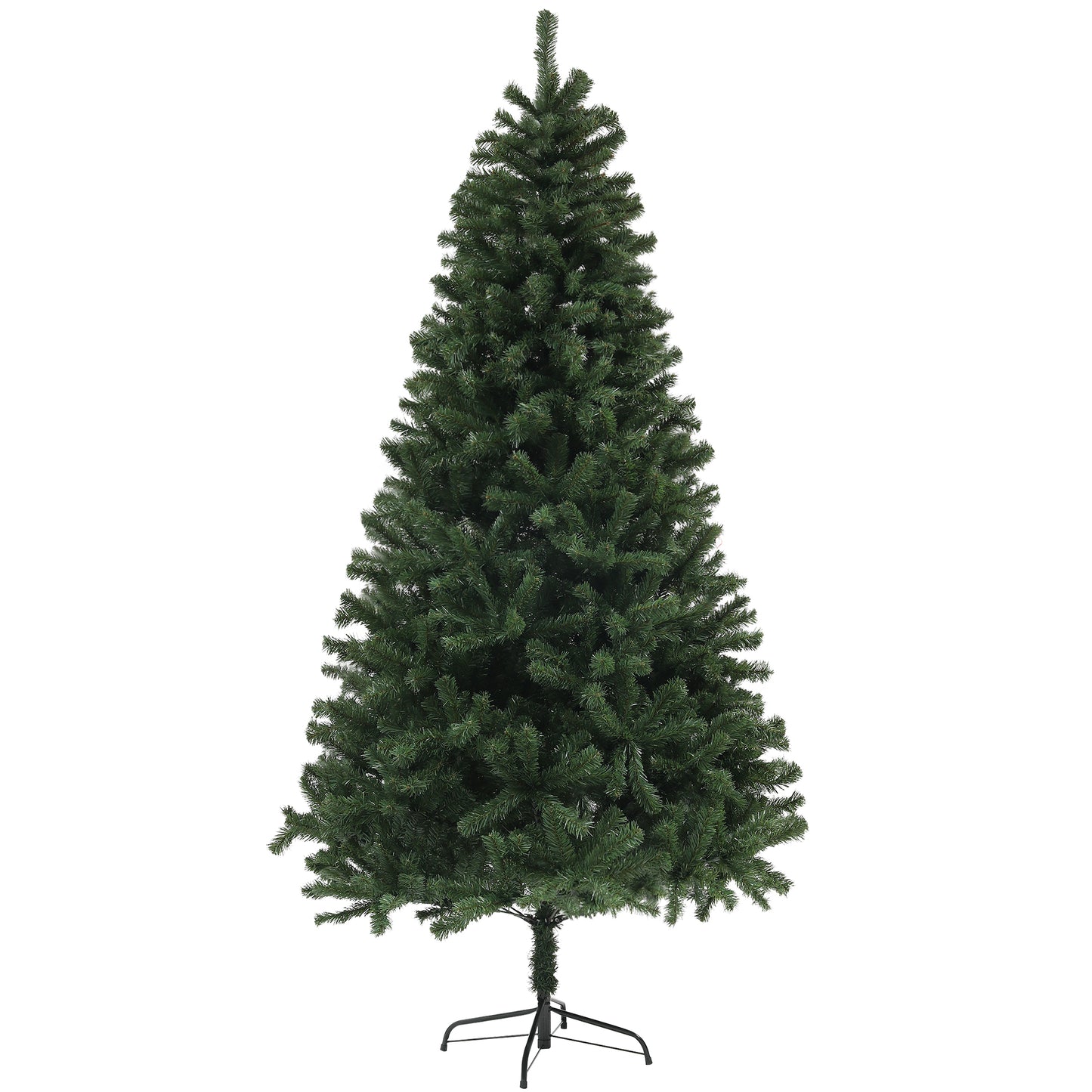 HOMCOM 7.5ft Artificial Christmas Tree, Xmas Tree with 1346 Branch Tips, Auto Open, Holiday Décor with Steel Base for Home Office, Green